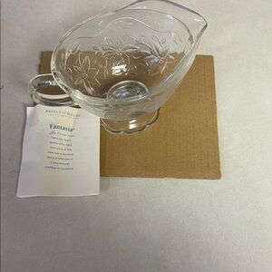 Princess House Fantasia Clear Glass Saucer Server Gravy Bowl